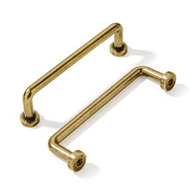 khtumeware 10 Pack Burnished Antique Brass Cabinet Pulls 3-3/4" Hole Center Classic Vintage Drawer Handles Kitchen Cupboard Bathroom Dresser Cabinet Hardware