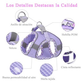 Arnés para Perro y Gato - Máxima protección y Comodidad para tu Mascota en Todo Momento,con Bono de Correa de 1.5 Metros (Morado, XS)