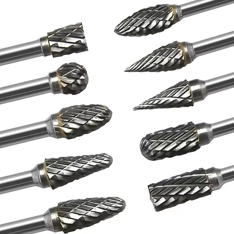 10 Pieces Carbide Burr Set, 1/8 Inch Shank Tungsten Carbide
