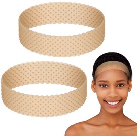 2 piezas de banda antideslizante de silicona ajustable para peluca, diadema sin costuras, para hombres y mujeres, deportes, yoga (marrón claro)
