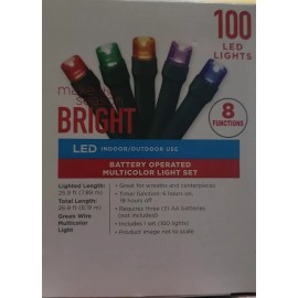 Make The Season Bright LED Battery Operated Multicolor Light Set (100 Lights)
