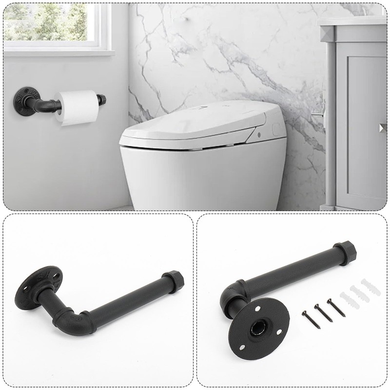Jeasor 4-Pieces Industrial Pipe Bathroom Towel Ring Kit DIY Wall