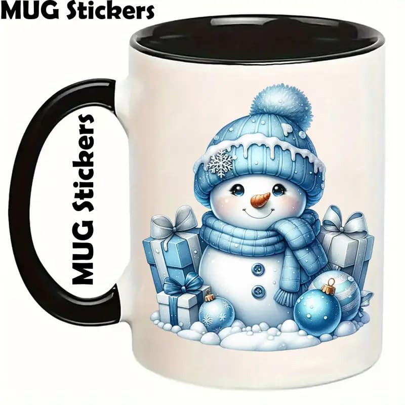 4pcs Christmas Cardinal Snowman Decorative UV DTF Cup Wraps Winter