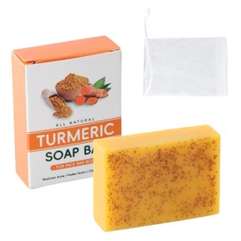 Turmeric Soap Bars, Lemon Kojic Acid Soap with Foaming Net, Natural Turmeric Brightening Soaps for Clear Skin, Deep Hydrating for Face and Body (2x100g)