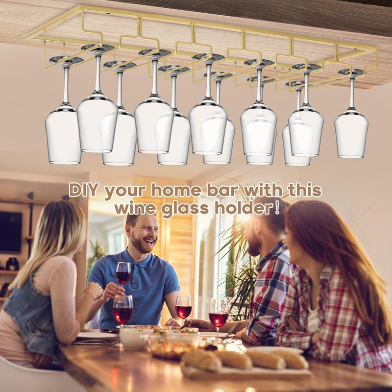 Xverycan Wine Glass Rack Under Cabinet, 6 Row Extreme Large