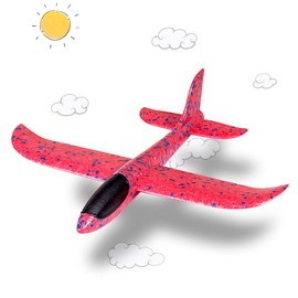 Highttoy Outdoor Gifts for 3-12 Year Old Boys Girls,Children Model Foam Airplane Glider Toys for Boys Girls Birthday Gifts Outdoor Fun Foam Glider Plane Aircraft Flying Toys for Girls Kids Teens Red