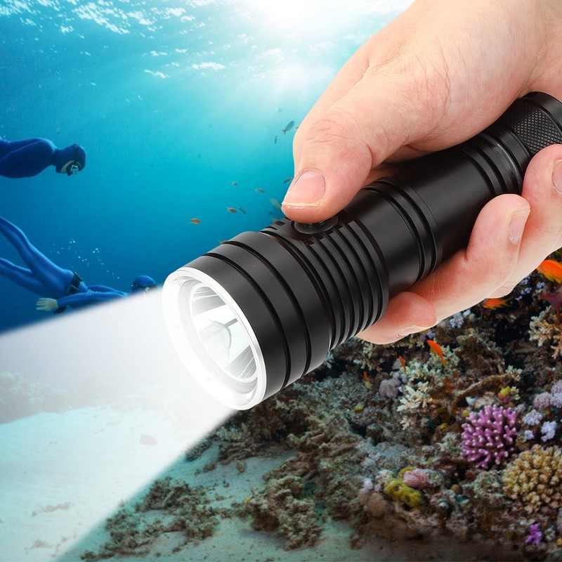 Outdoor Powerful Underwater Diving Aluminum Alloy Flashlight LED Electric Torch