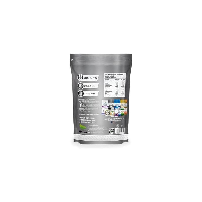 NATSA Citrato de Magnesio Polvo, 500gr, 166 Porciones