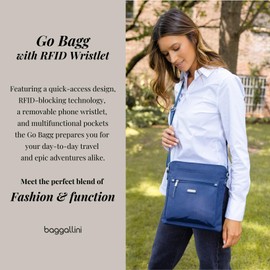 Baggallini Go Bagg con pulsera RFID para teléfono, Azul marino (French Navy), Talla unica