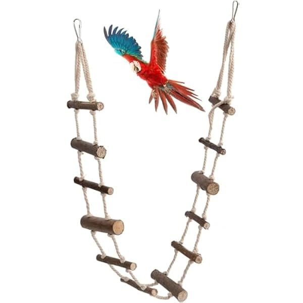 Wooden Pet Ladder, 39.4in Long Climbing Squirrel Toy for Cage,