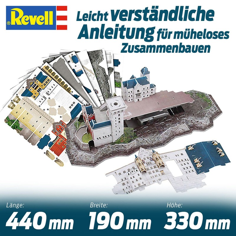 Revell 3D Puzzle 00205 Neuschwanstein Castle 121 Pieces, Highly Detailed,