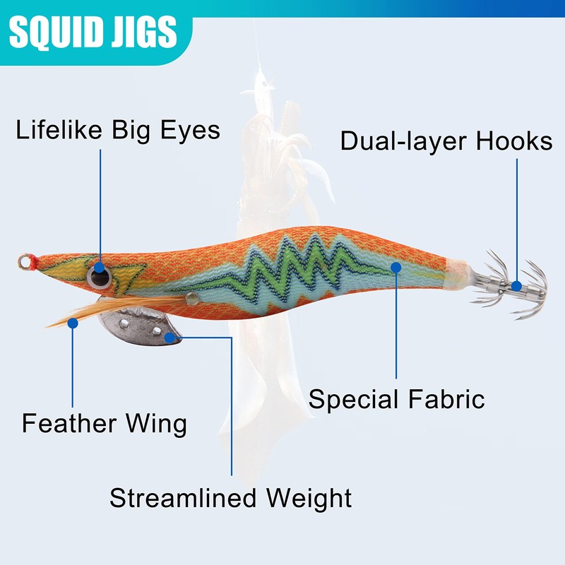 Luminous Squid Jig Hooks - Hard Shrimp Lure Fake Prawn