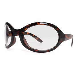 GUVIVI anteojos de sol de gran tamaño para mujeres y hombres, envolventes clásicas, ovaladas, negras, para mujer, Marco de leopardo - Lente transparente, Talla unica