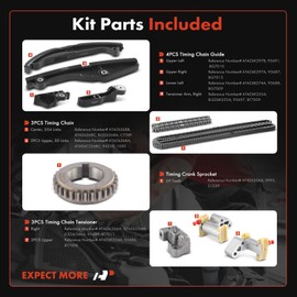 A-Premium Engine Timing Chain Kit W/Sprocket & Tensioner & Guide Compatible with Ford F-150 11-12 15-17, Explorer Mustang 11-17, Taurus 13-19, Transit-150 & Lincoln MKS MKZ MKX - DOHC V6 3.5L 3.7L