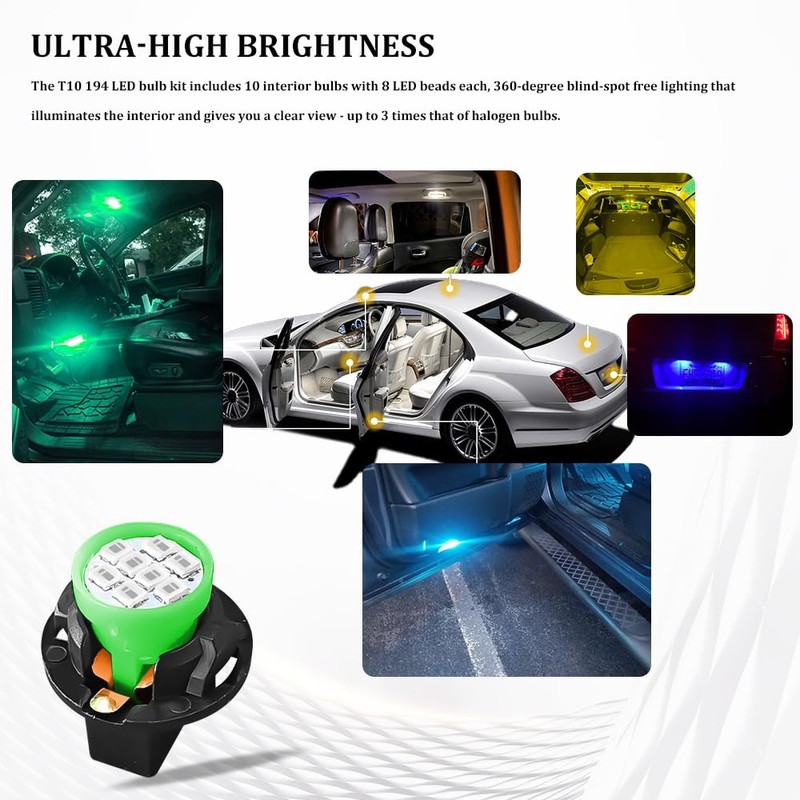 Lyxheth 10PCS T10 194 168 LED Dash Instrument Light Bulbs