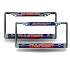 Rico Industries Oklahoma City OKC Thunder Chrome Metal Sparkly Look License Plate Frame - Set of 2