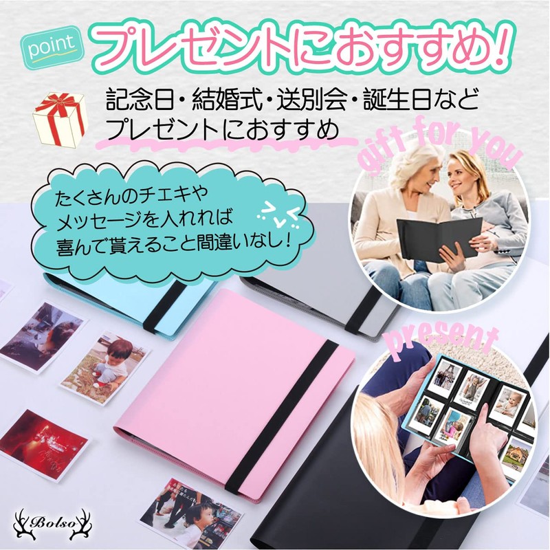 BOLSO Cheki Album Case, Polaroid Storage, Large Capacity, Stylish, Slim