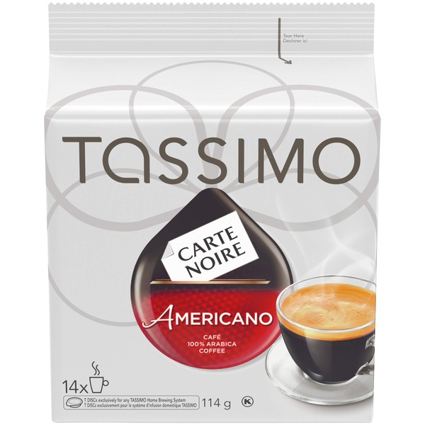 Tassimo Carte Noire Americano Coffee, Single Serve T-Discs, 14 T-Discs,