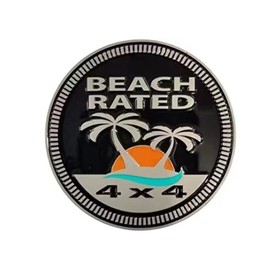 Beach Badge Rated Emblem 4 x 4 Metal Automotive Badge 3D Trim Hook Trunk Badge Decals Stickers (Beach Rated)
