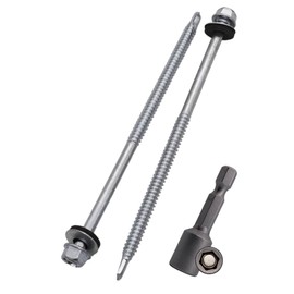 SKIR'CO Pack of 20 Galvanised Roofing Screws 6.3 x 140 mm Hexagonal Head DIN 7504-K Self-Drilling Screws with EPDM Sealing Washers