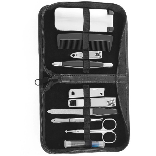 Perry Ellis Womens 10 Piece Mani Pedi Tool Set, Black,