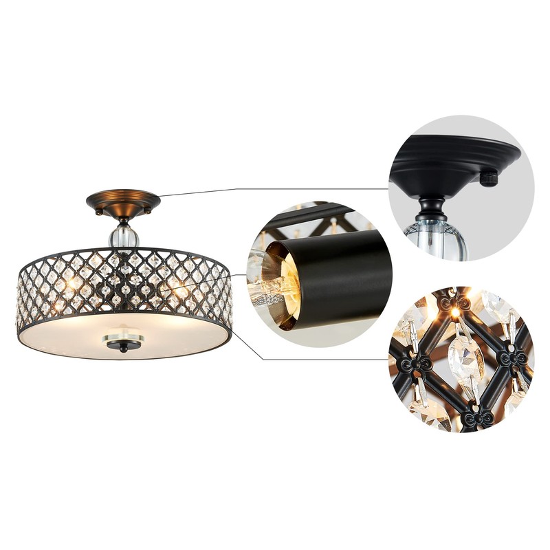 Saint Mossi Semi Flush Mount Ceiling Chandelier, Modern K9 Crystal