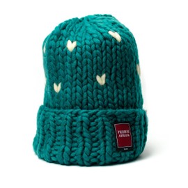 Thick Wool Hat Extra Long XXL Pure Wool, Turquoise Stripes