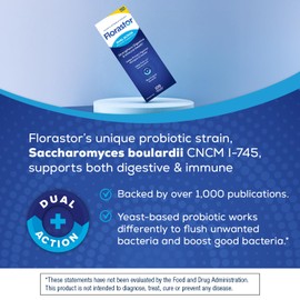 Florastor Probiotics for Digestive and Immune Health, 100 Capsules, Probiotics for Women & Men, Helps Flush Out Bad Bacteria, Boosts The Good with Our Unique Strain Saccharomyces Boulardii