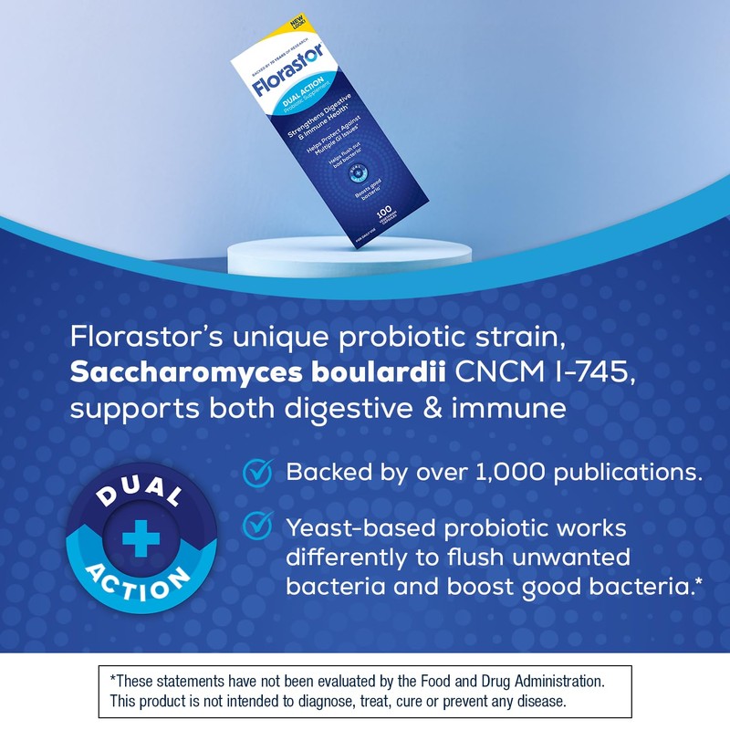 Florastor Probiotics for Digestive and Immune Health, 100 Capsules, Probiotics