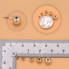 TMMATE - 100 Abalorio Redondas de 6 mm, Chapadas en Oro de 14 Quilates, Sin Costuras, de Latón Liso, Dorado, para Pulsera Apilable, Joyería, Manualidades