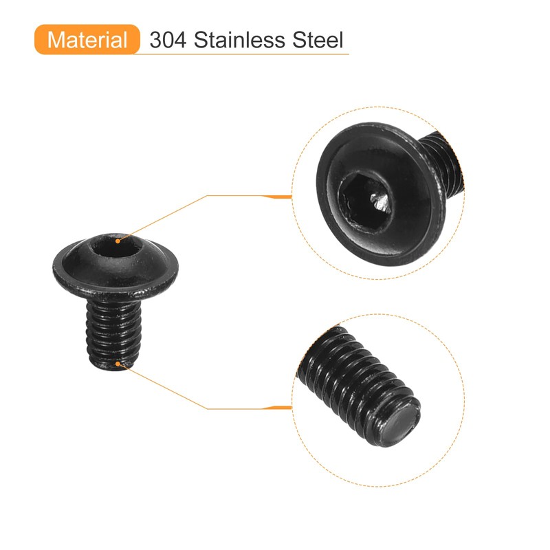 sourcing map Flanged Button Head Socket Cap Screws, 50 Pcs