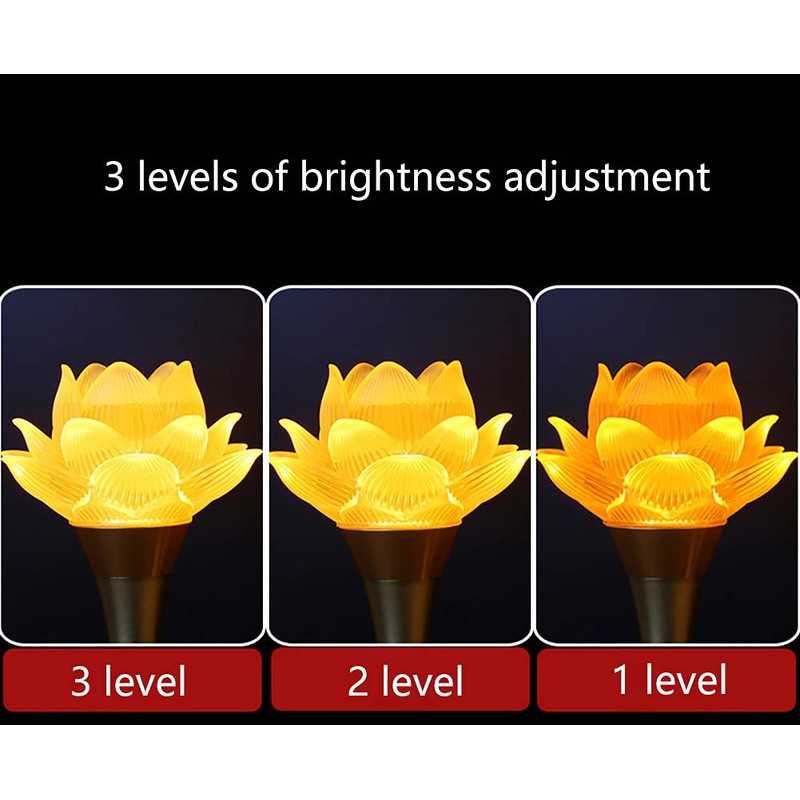 Omeet 1Pair - LED Glazed Lotus Buddhist Lamp, Light offering