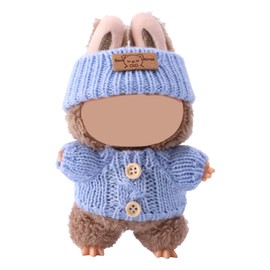 Lyreh Crochet Doll Outfits, Fashion Adorable Handcrafted Crochet Clothes Practical Accessories for 17cm Doll Dressing (Blue)