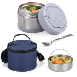 BELLE VOUS Thermal Food Container with Spoon & Bag - 700ml Stainless Steel Vacuum Insulated Food Jar - Double Wall Leakproof Flask for Soup - Keeps Hot/Cold for 6-8 Hours