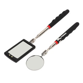Telescopic Inspection Mirror with LED Light, Inspection Mirror, Set of 2, Rod Mirror, Inspection Mirror, Light and Convenient, Inspection Tool for Vehicles and Small Places