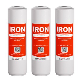 Max Water Whole House Iron Manganese Replacement Set, Heavy Duty - Standard Whole House Systems 10" x 2.5" Good for Iron, Manganese Reduction (Pack of 3)