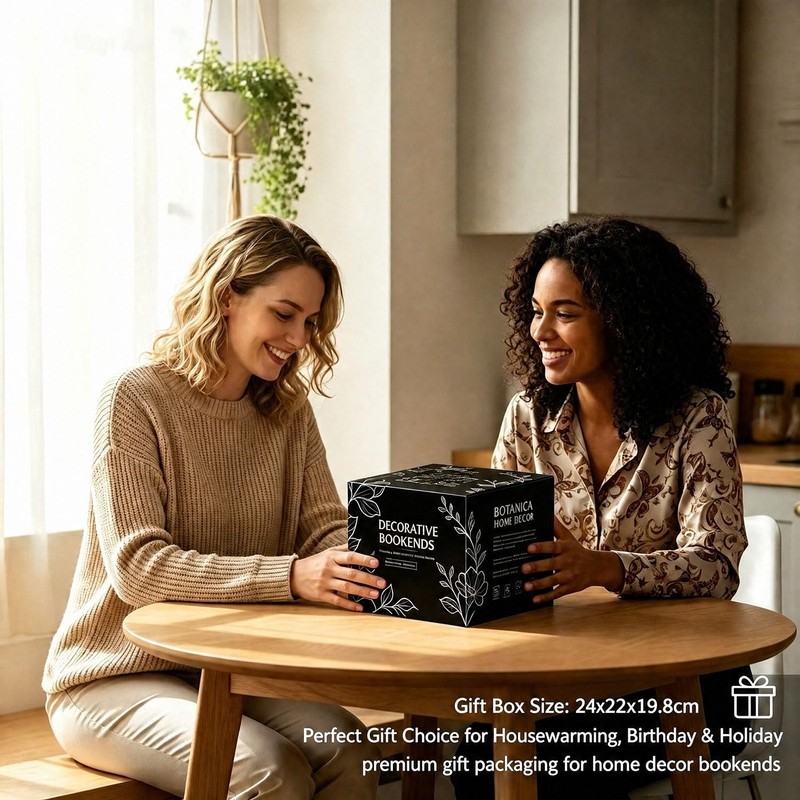 Terracotta Decorative Bookends, 2-Piece Flower Pot Book Ends for Shelves