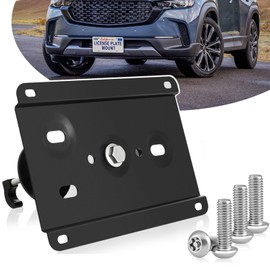 No Drill Tow Hook License Plate Mount Relocator Bracket Kit with Anti-Theft Security Compatible with Mazda CX-50 2023-2024, License Plate Bracket Holder Black Car Tag Frame