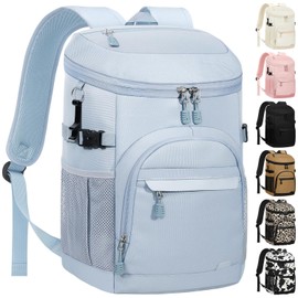 Tenot Cooler Backpack 35 Cans Soft Backpack Coolers Insulated Leak Proof Beach Cooler Bag for Men Women Waterproof Ice Chest Backpack Lunch Camping Hiking Picnic Travel Cooler Bags Light Blue