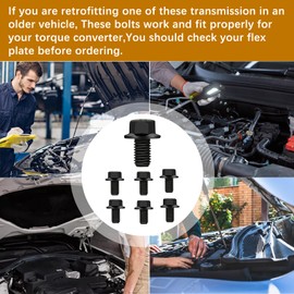 6 Pcs Torque Converter Bolts Kit 2307304 Fits for GM Transformer 4L60E 4L65E 4L70E 4L80E 200-4R 3L80 4T60E 4T65E M10-1.5x16 Flange Bolts, Grade 10.9 Galvanized Iron,Replacement Transmission Hard Parts