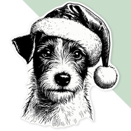 Extra Large 460mm 'Jack Russell Dog Wearing Santa Hat' Permanent Sticker Decal for Cars/Windows/Bins/Walls (DW00128831)