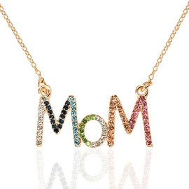 Christmas Gifts for Mom Necklaces for Women Mother Mommy Gifts from Daughter Son Thank You Gifts for Mom Rhinestone Necklace for Women Birthday Gifts for Moms Mama Letter Pendant Necklace