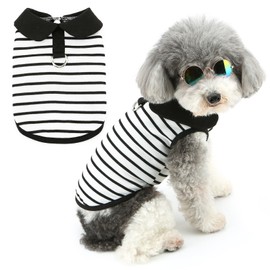 Zunea Striped Dog Shirts for Small Dogs Girl Boy Summer Puppy Clothes with D-Ring Soft Breathable Basic T-Shirt Pet Dog Cat Sleeveless Vest Tank Top Doggy Chihuahua Toy Poodle Apparel L