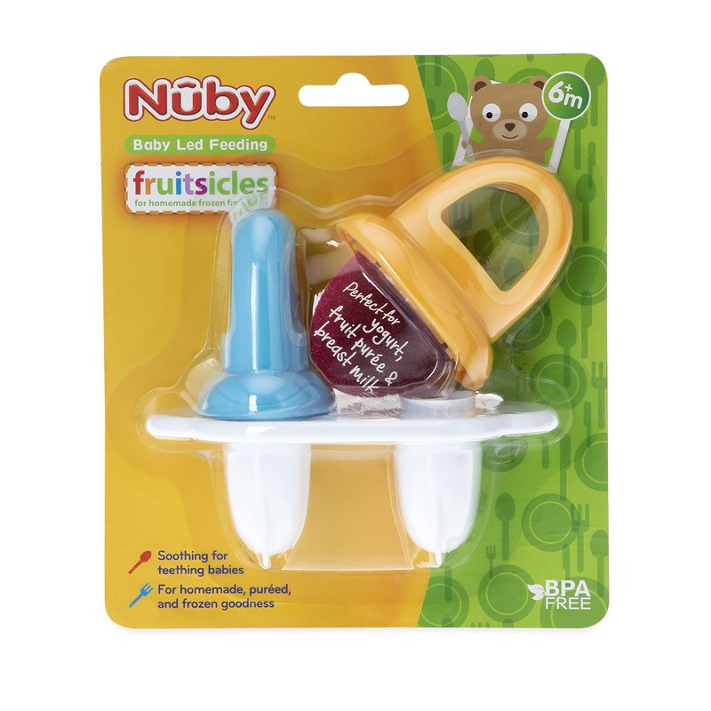 Nuby Garden Fresh Fruitsicle Pop Tray, 2pc Aqua/Yellow