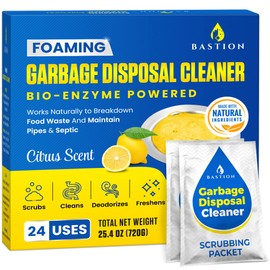 Bastion Garbage Disposal Cleaner and Deodorizer - 24-Count (1-Year Supply) Foaming Lemon Scented Kitchen Sink Freshener Pods & Drain Odor Eliminator Disposer Care by Bastion