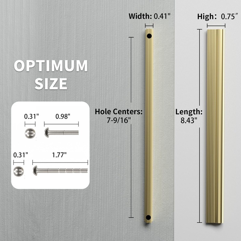 Cobbe 10 Pack i-Shaped Champagne Bronze Cabinet Pulls 7-9/16 inch(192