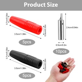10 Stück Bananenstecker 4mm Profi-Set, Isolierte Buchsenstecker mit Bananenbuchse 4mm, Kupplung für 24A Hochstrom, bananenstecker kupplung, banana plug (Rot/Schwarz)