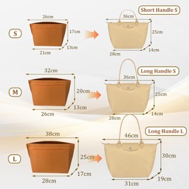 XSDSLS Handbag Organiser Purse Organiser for Longchamp Felt Bags Organiser with Multiple Pockets for Longchamp Le Pliage Purse Accessories for Longchamp Carry Bag (Camel, S)