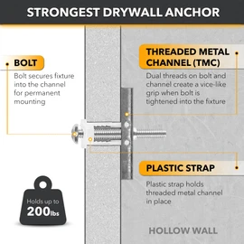 CondoMounts MSK9002 Tiled Wall TV Mounting Kit | Granite | Marble | NO Stud Wall | Grab Bar | Home Accessories Mount | Holds 90lbs | Includes 4 Elephant Anchor Set & 1-Diamond Drill Bit