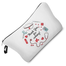 Livel lhood Nurse Makeup Bag Thank You For Coming Appreciation Present Organizer Bag Zipper Pouch Nurse Hat Pattern Cosmetic Bag Thank You Gift for Nurse Women